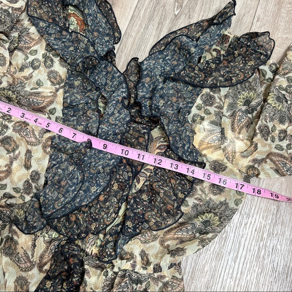 Anthropologie Let Me Be Sheer Femme Maxi Boho Ruffle Hi-Low Tops Size S NWT - Picture 14 of 16